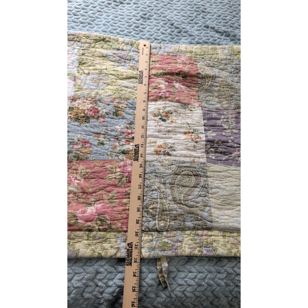 Shabby Chic Cottagecore Quilted Sham Green Floral Patchwork Crafters Upcycle - Picture 5 of 7